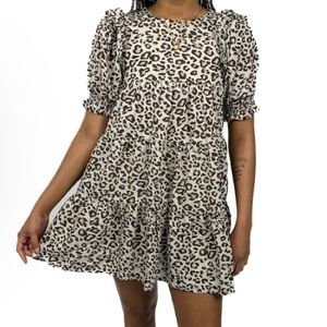 La Ven Leopard Baby Doll Dress